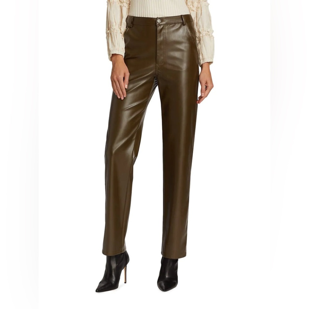 NWT 2X Olive Green En Saison Lana Vegan Faux Leather Trousers plus size Sexy